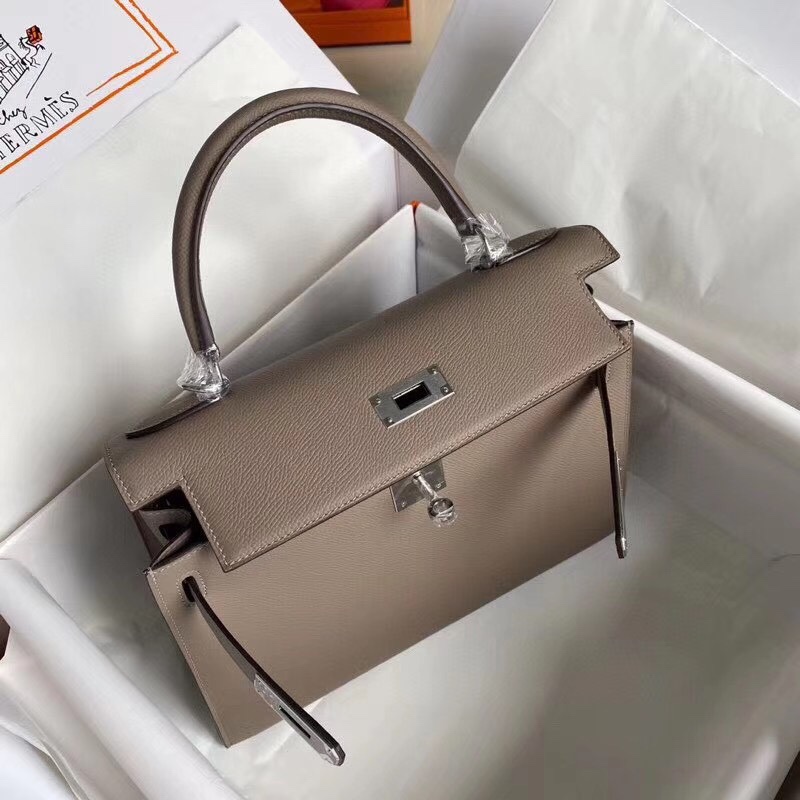 Hermes Kelly 28cm Handbag Shoulder Bag in Grey Epsom Leather